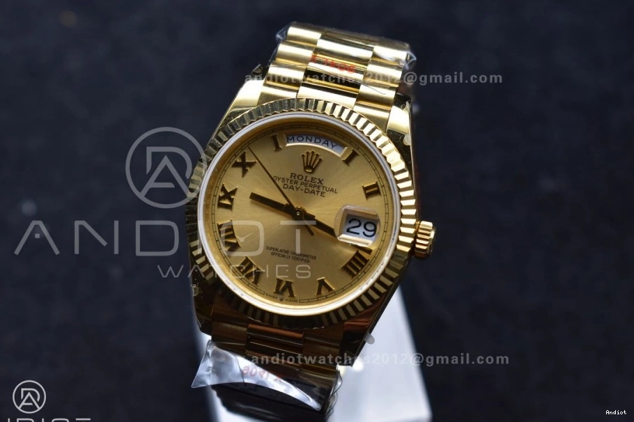 Best QF Dial with YG Gold on President Edition Steel Roman Mark (Gain V5 Bracelet vr3255 36 Weight) DayDate 904L 0224